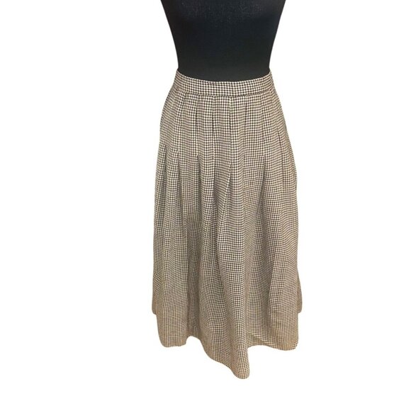 Vintage Talbots Womens Houndstooth Wool Midi Pleated Skirt Size 16 Preppy School - Picture 1 of 8